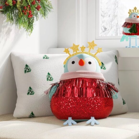 Target Wondershop Featherly Friends Christmas Pillow - Tinsel NWT - Picture 2 of 5